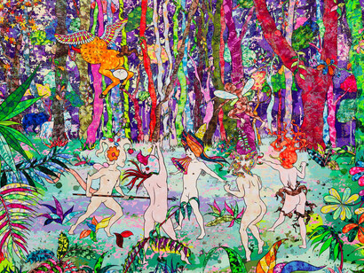 Shelter woods, 2019, Acrylic on canvas, 144.78 x 203.2 cm