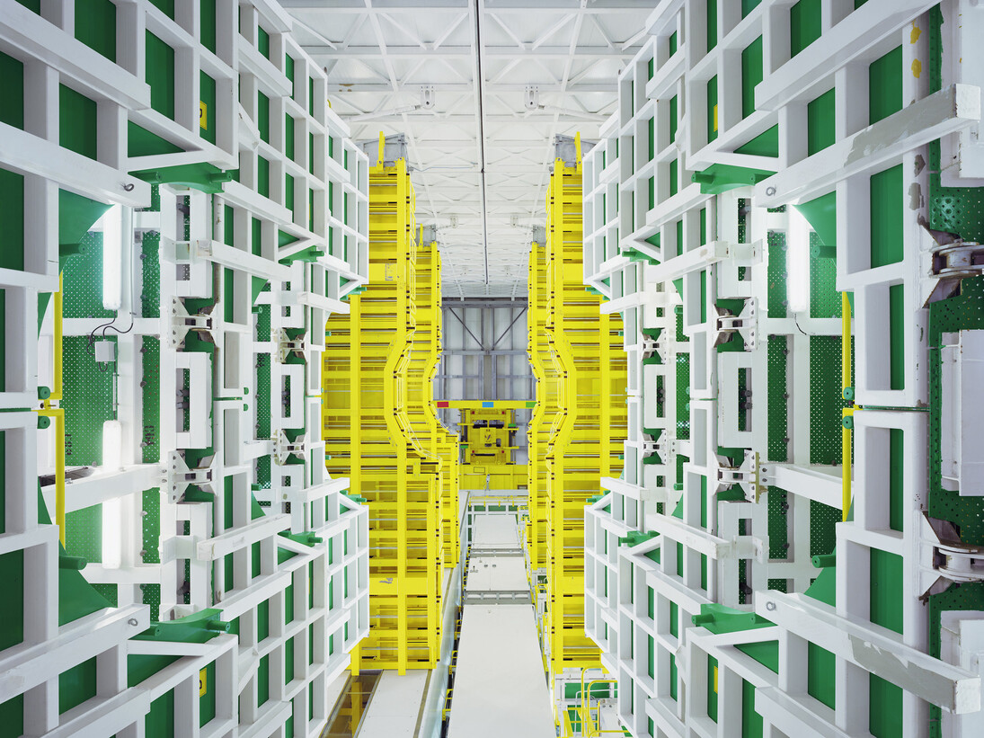 Edgar Martins, Maxwell Electromagnetic Test Chamber (ESA-ESTEC, Noordwijk, The Netherlands), Mobile gantry for the Vega launcher, seen from underneath (CSG - Europe’s
Spaceport, Kourou, French Guiana) from the series ‘The Poetic Impossibility to, Manage the Infinite, 2014’ © Edgar Martins