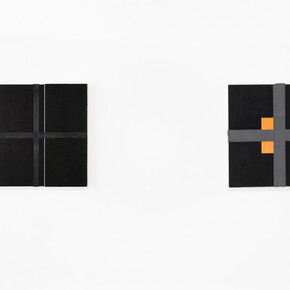 Installation view „Harvey Quaytman, Fool's Gold – Pirate. Paintings from the Eighties“, Galerie Nordenhake Berlin June 8-July 27, 2019; Courtesy Galerie Nordenhake Berlin / Stockholm / Mexico City; Photo: Gerhard Kassner
