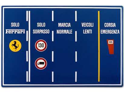 Francesco Garbelli, Solo Ferrari, 1993. Pellicola adesiva su cartello stradale, 60 x 90 cm