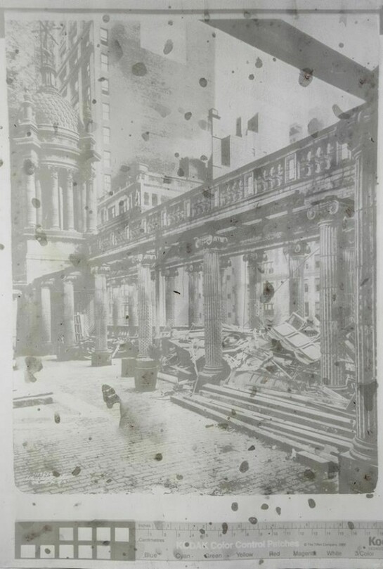 Matthew Brandt, Matthew Brandt, From the series Dust, Demolition of Madison Square Garden, 1925, 2014, Gum Bichromate Print made with dust swept from Madison Square Park, Moira Ann Smith Playground, Unique © Matthew Brandt, Courtesy Yossi Milo Gallery, New York