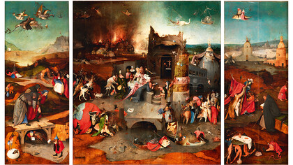 Jheronimus Bosch, Trittico delle Tentazioni di sant’Antonio, 1500 circa, Olio su tavola, Lisbona, Museu Nacional de Arte Antiga © DGPC/Luísa Oliveira