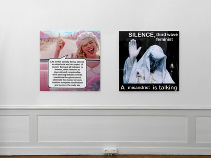 Marijke De Roover, Silence, third wave feminist. A misandrist is talking, exhibition view. Courtesy of Upstream Gallery
