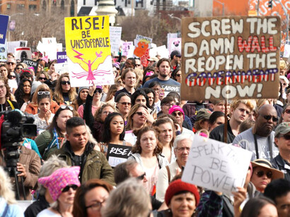 Women’s March, United States — massive crowds protest Trump with the message: “We’re not going away”