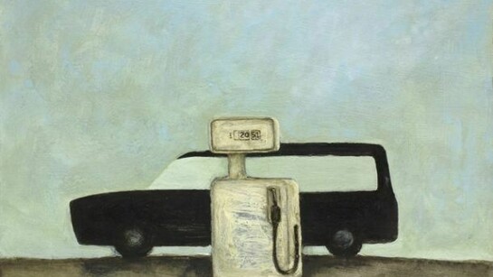 Alasdair Wallace, Hearse Requires Petrol, 2013, acrylic on board, 19 x 23cm