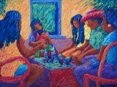 Tony Ortega, La familia at Crema pastel (detail). Courtesy of William Havu Gallery