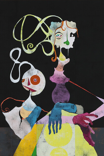 Gert & Uwe Tobias, Untitled, 2014, woodcut on canvas, 200 x 200 cm - 78 3/4 x 78 3/4 inches, Photo Alistair Overbruck, © Gert & Uwe Tobias, courtesy Maureen Paley, London