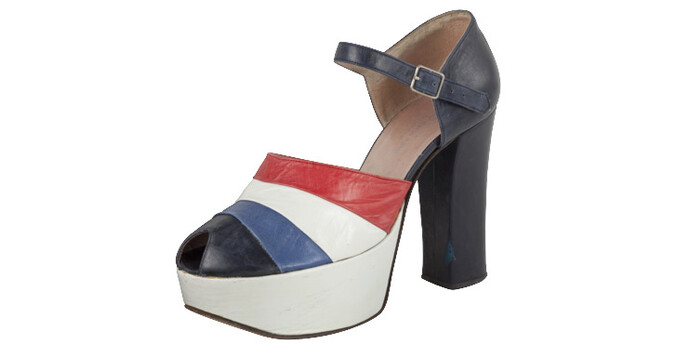 Platform-Sandal, Sergio Rossi 1970/74 Milan Leather L 22 cm; heel: 12 cm