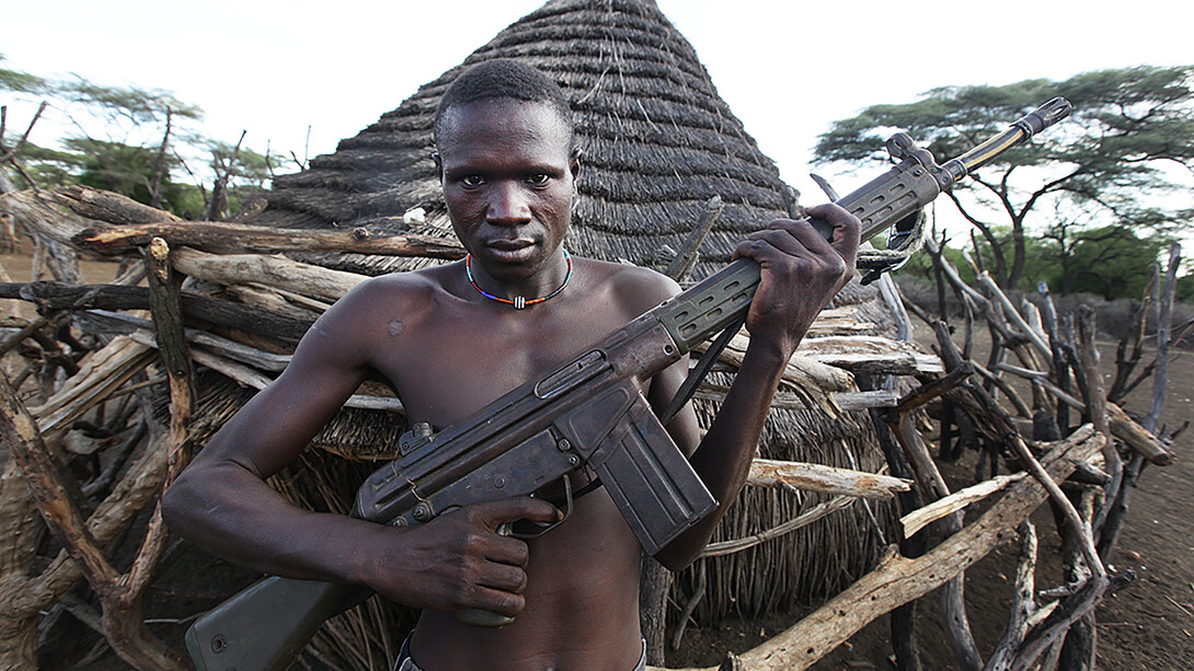 Sudanese combatant armed with an G3 rifle during the South Sudan Civil War, 2020