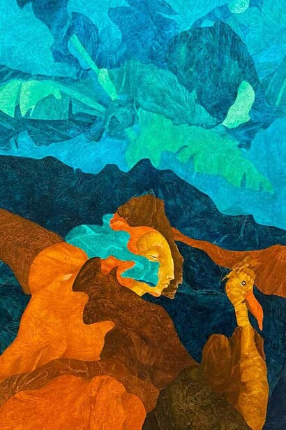 Nelle viscere dei tre vulcani, 2007, olio su cartone, cm 100x70