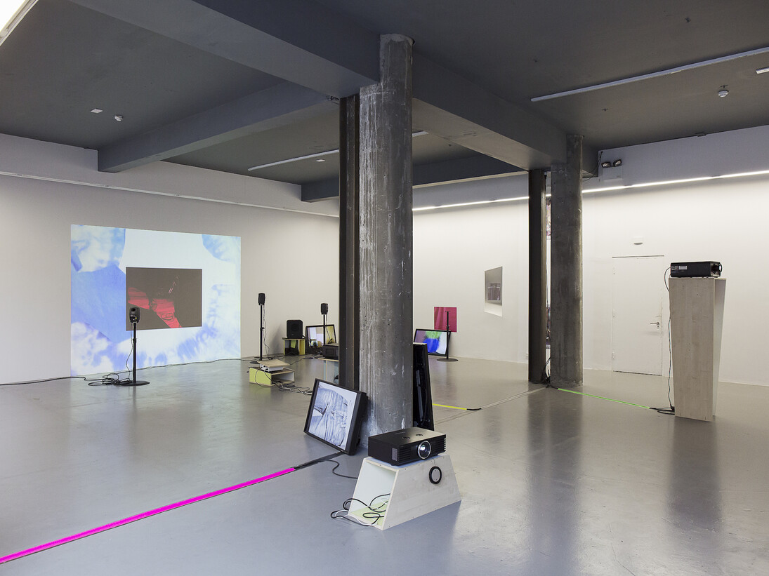 Installation view, Woodall, Hilary Lloyd, Temple Bar Gallery + Studios, 2017. Photo by Kasia Kaminska