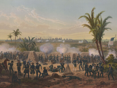 Litografía del bombardeo de Veracruz (marzo de 1847) en la Guerra méxico-estadounidense
