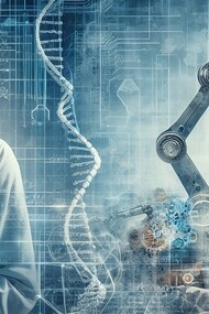 A scientist in a laboratory using robotics 