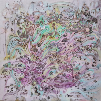 Nei suoi sogni mixed media on cavans 65x65cm 2019