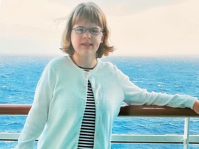 Author Amy Daniels' daughter on a cruising vacation