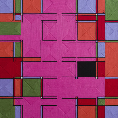 Eduardo Terrazas, Possibilities of a Structure: Grid 1.4.12, 1974-2015, Wool yarn on wooden board covered with Campeche wax, 35 1/2 x 35 1/2 in. / 90 x 90 cm © Eduardo Terrazas, courtesy Timothy Taylor, London