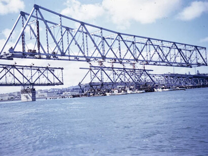 Te tūhononga o Waitematā bridging the Waitematā, piece in exhibition. Courtesy of MOTAT