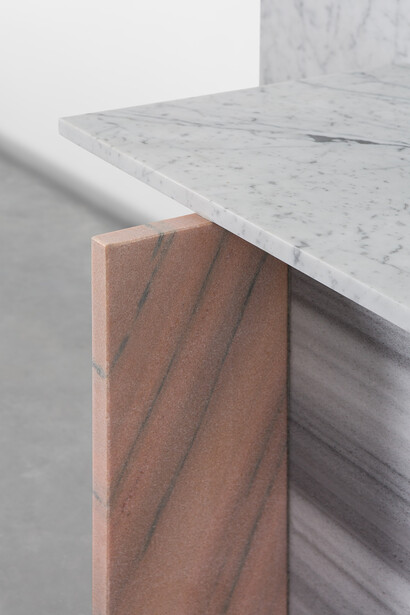 Robert Stadler, Cut_Paste #4A + #4B, 2013, marble, aluminium. Cut_Paste #4A : h150 l220 w11 cm / h59 l86.6 w4.3 in. Cut_Paste #4B : h42.5 l170 w40 cm / h16.7 l67 w15.7 in, limited edition of 8 + 4 ap, Courtesy Carpenters Workshop Gallery