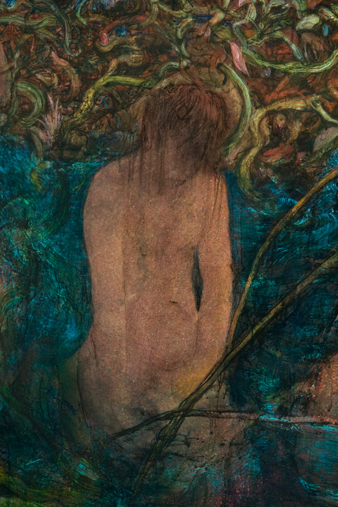 Nick Fox, Nightsong (detail), 2012, acrylic and ink on aluminium panel, 120 cm diameter
