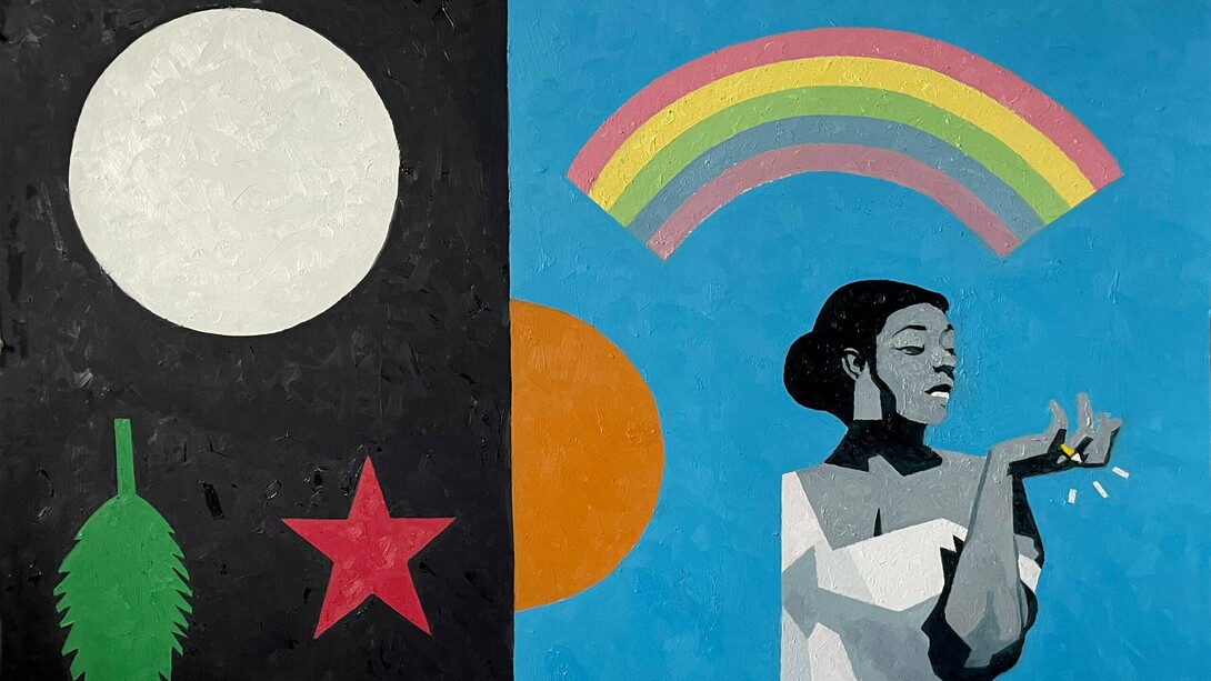 Roger Winter, Dinah Washington (detail), 2023, oil on museum board,
32 x 40 inches. Courtesy of the artist and Gerald Peters Contemporary