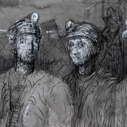Pitboys at the pithead
Henry Moore
1942
Pencil, wax crayon, pen and ink and wash
on paper
The Hepworth Wakefield
© The Henry Moore Foundation, UK
