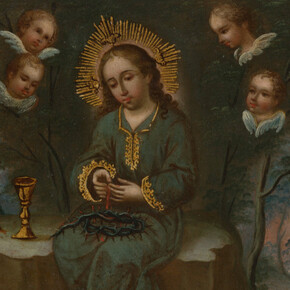 Unknown artist, Christ child surrounded by the instruments of the passion, 18th century. Courtesy of Denver Art Museum
