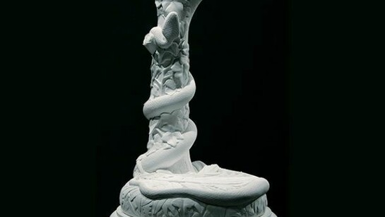 Lily Cox-Richard, The Stand: Eve Tempted, 2013, Carved plaster, 71 1/2 in. high x 25 in. wide x 25 in. deep
