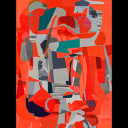 Aaron Wexler, Bubblegum Bonfire, 2021, Paint, painted paper, print material collaged/adhered to panel, 
40 x 30 inches