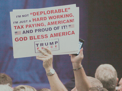 Entrüstete Wähler auf einer Trump Rally in Clive, Iowa, am 13. September 2016