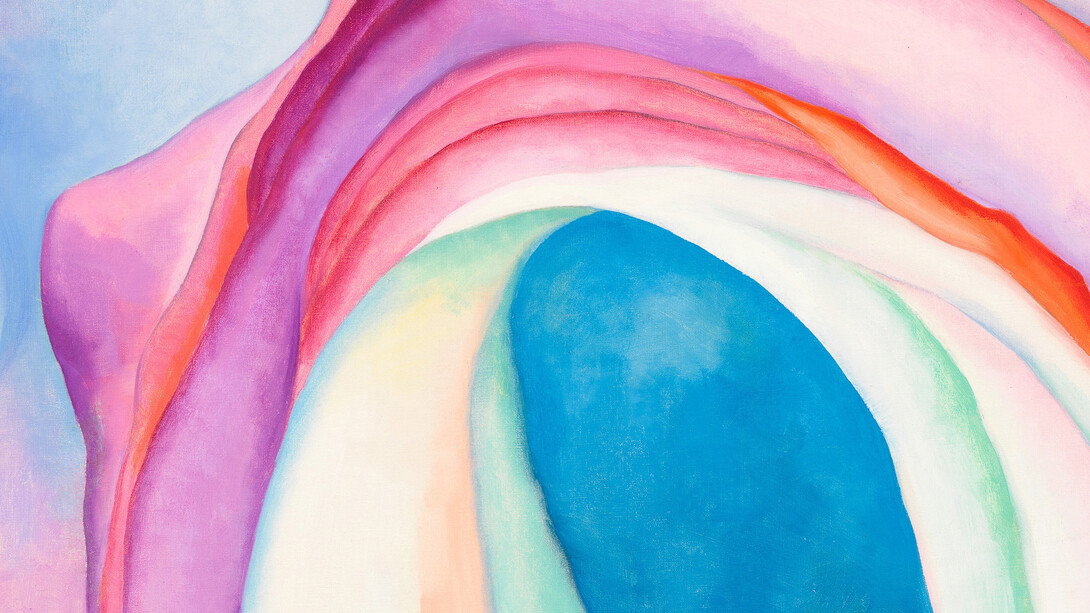       Georgia O'Keeffe, 1887 1986
	Music, Pink and Blue No. 2, 1918
	Oil on canvas, 35 x 29 15/16in. (88.9 x 76 cm)
	Whitney Museum of American Art, New York; gift of Emily Fisher Landau 
      in honor of Tom Armstrong  91.90
      ©2014 Georgia O’Keeffe  Museum / Artists Rights Society ( ARS), New York 
