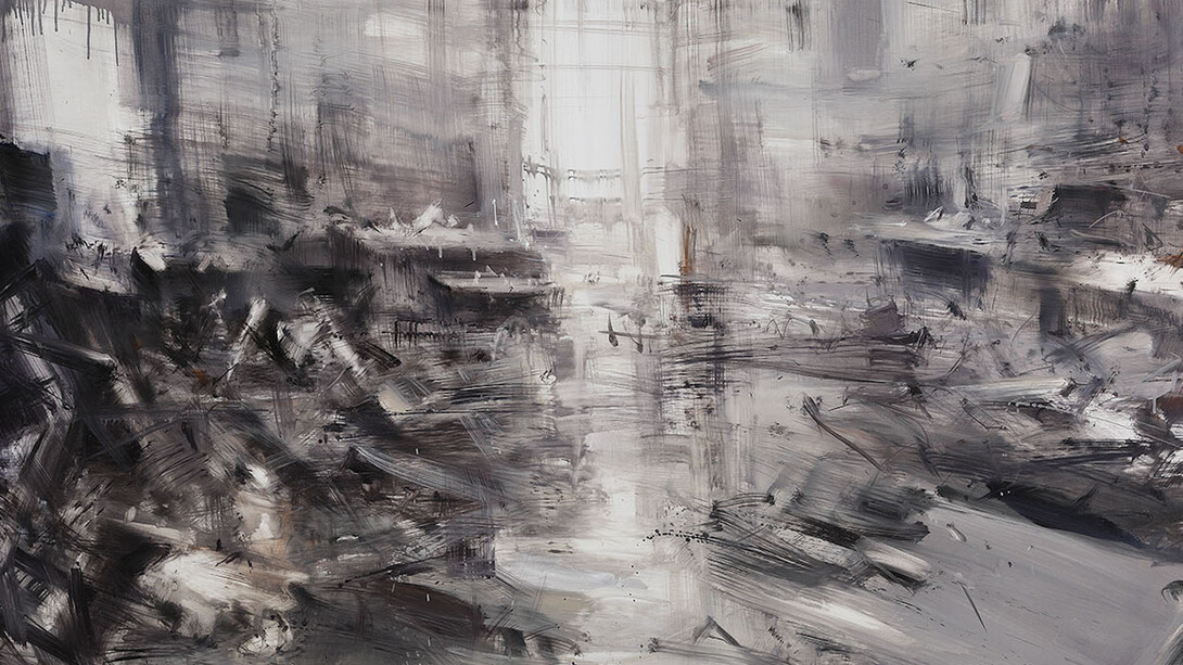 Alessandro Papetti, Passaggio, 2017. Olio su tela, 205 x 345 cm