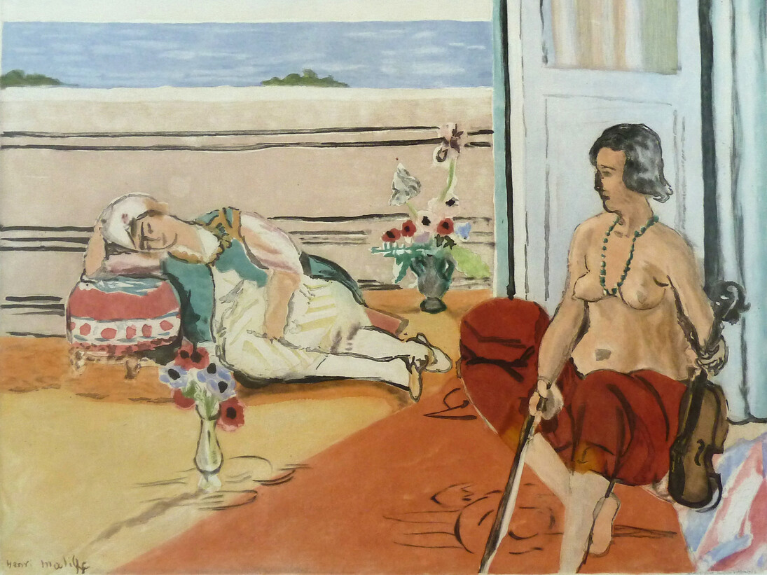 Henti Matisse, Odalisque on the Terrace, 1922, Hand Signed and Numbered Aquatint in Colours on Arches paper, 59.2 x 77.8 cm / 23.3 x 30.7 in