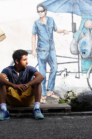 George Town, Penang, Malaysia, street art in Penang: a man and mural