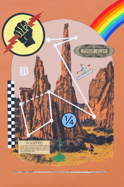 Ryan Metke, Poker Flat, 2014, Signed & dated on verso, Acrylic & ink on paper, 32 1/2 x 44 in, 82.5 x 111.8 cm (MET006)