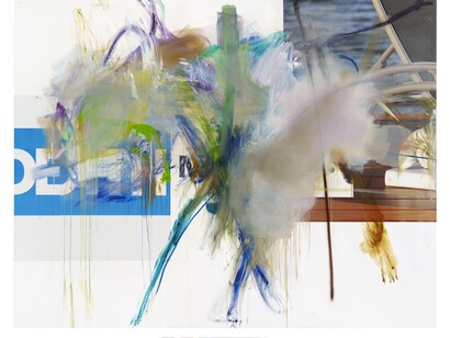 Albert Oelhlen, Untitled, 2009–11, Oil and paper on canvas, 82 11/16 x 106 5/16 inches  (210 x 270 cm)