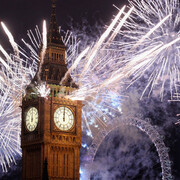 Londres. Fuegos artificiales en el Big Ben