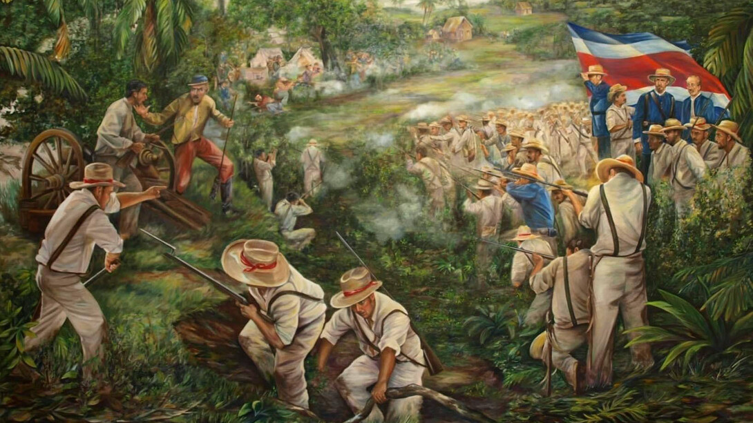 Recreación de la primera batalla de La Trinidad, por Manuel Carranza Vargas (†). Cortesía de Esteban Carranza Kopper