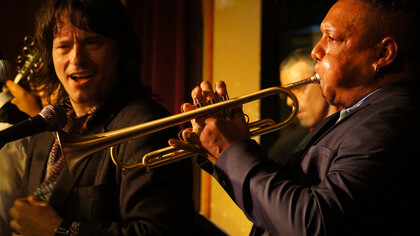 Jorge Luis Rojas ("Rojitas") and Jesus Alemany at La Reunion concert,  Lulaworld 2015. Photo credit: Catalina Maria Johnson