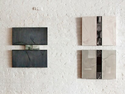 Exhibition View, Laura Naples, Clay Mahn, and Nicole Anastas, Cartouche, 2024. Courtesy of Uprise Art