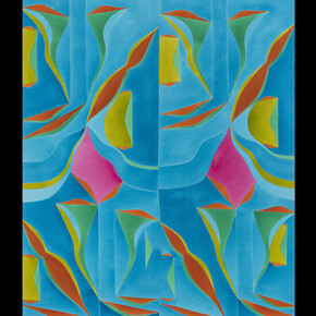 Margaux Ogden, Bathers (Turquoise, Chartreuse & Pink), 2023, acrylic on canvas, 70x60 inches. Courtesy of the artist and Berggruen Gallery