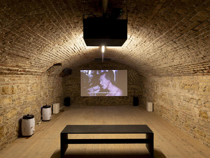 Carlos Amorales, Face and mask, exhibition view. Courtesy of Galerie Krinzinger