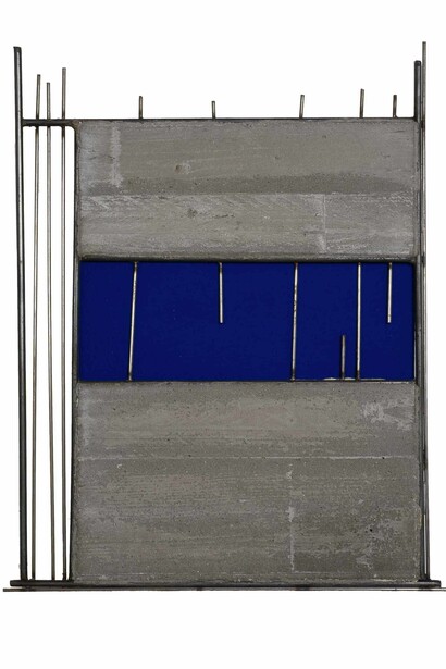 Giuseppe Uncini, Spazicemento, 2000, Cemento, ferro e pigmenti colorati, 45 x 36.5 x 1 cm