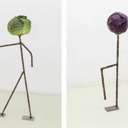 Luca Francesconi, Capo (capurale), 2014, accaio inox lavorato, ortaggi, Cafone, 2014, accaio inox lavorato, ortaggi, Courtesy Galleria Umberto Di Marino, Napoli, Italy