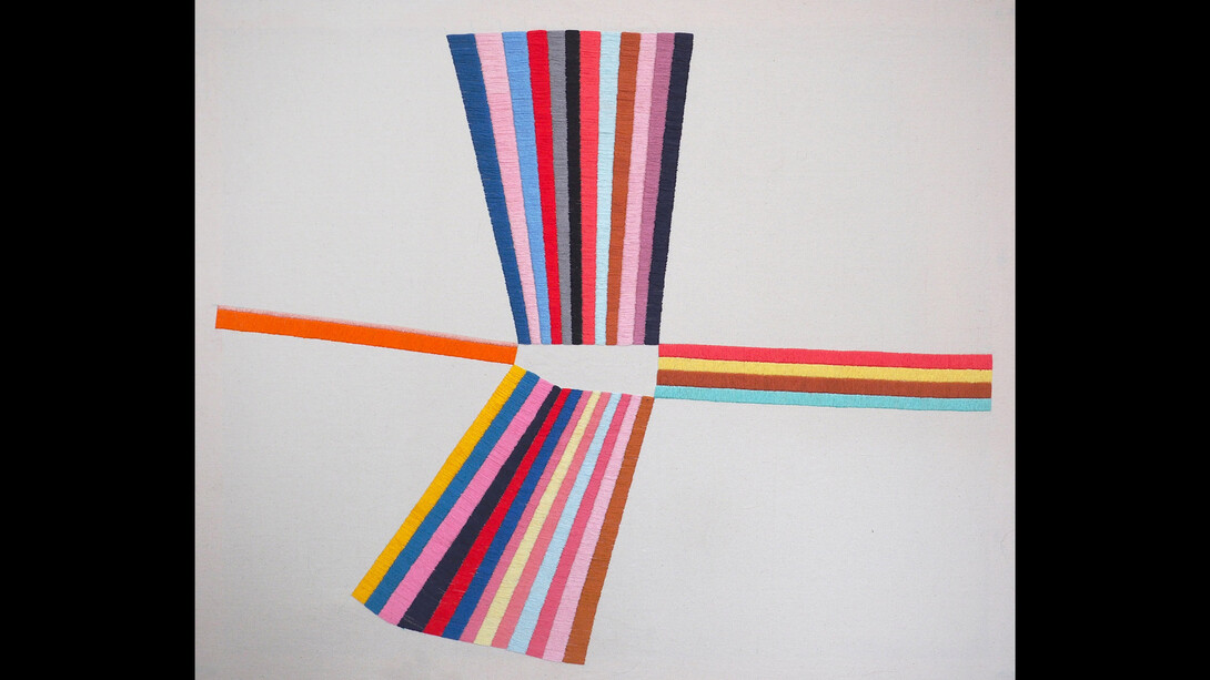 Stewart Francis Easton, Harmonic Convergence, 2017, cotton embroidery on canvas (framed), 27.6x32.7 inches. Courtesy of the artist and Melhop Gallery°7077