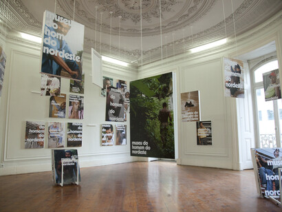 Jonathas de Andrade , Posters for the Museum of the Man of the Northeast (Cartazes para o museu do homem do nordeste), 2013, 77 chromogenic prints, mounted on acrylic panels, 10 inkjet prints, and 6 photocopies on acetate with overhead projector, edition 2/5, overall dimensions variable, chromogenic prints 28 3/8 x 19 5/8 x 11/4 inches (72 x 50 x 3 cm) each; inkjet prints dimensions variable; photocopies 8 1/2 x 11 inches each. Solomon R. Guggenheim Museum, New York, Guggenheim UBS MAP Purchase Fund. Installation view, Kunsthalle Lissabon, Jonathas de Andrade: Posters for the Museum of the Northeast Man, June 20–August 17, 2013. Courtesy the artist and Galeria Vermelho, São Paulo. Photo: Jonathas de Andrade