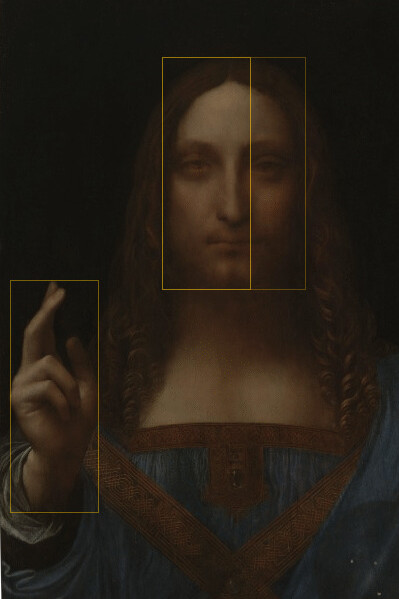 Rectângulo sobre a mão que benze
