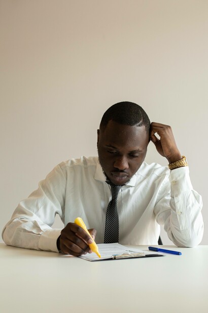 Man trying to focus on work task