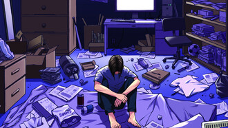 imagen de comic de un hikikomori en su habitación