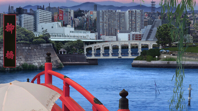Emily Allchurch, Tokyo Story 10: Willow Landscape (after Hiroshige), detail, 2011, Transparency on LED lightbox
© Courtesy the artist and LA Noble Gallery