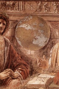 «Heráclito (llorando) y Demócrito (riendo)» (1477), Bramante 